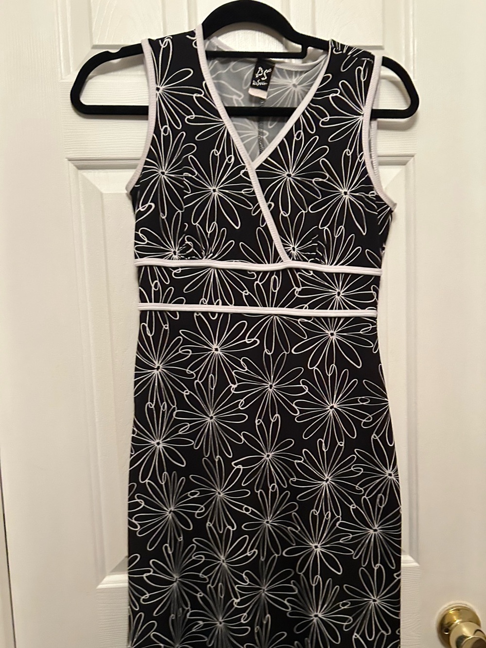 P.S. Collection Black & White Floral Surplice Dress